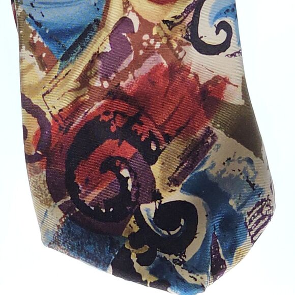 Hardy Amies Mens Tie - All London Silk - Abstract Colorful Pattern 56.5" x 3.5" - Picture 11 of 12